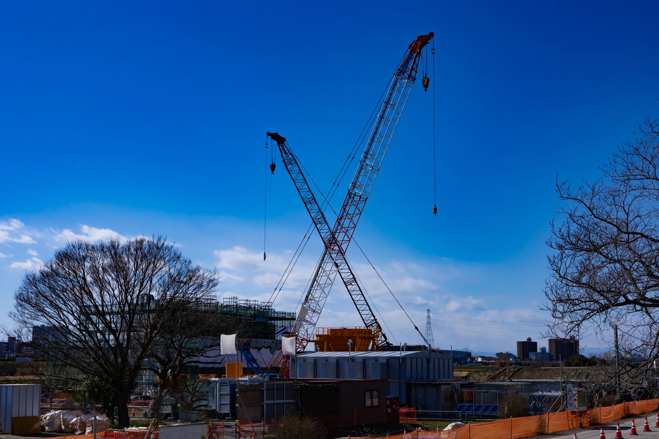 Tower cranes at a construction site representing large-scale project delivery