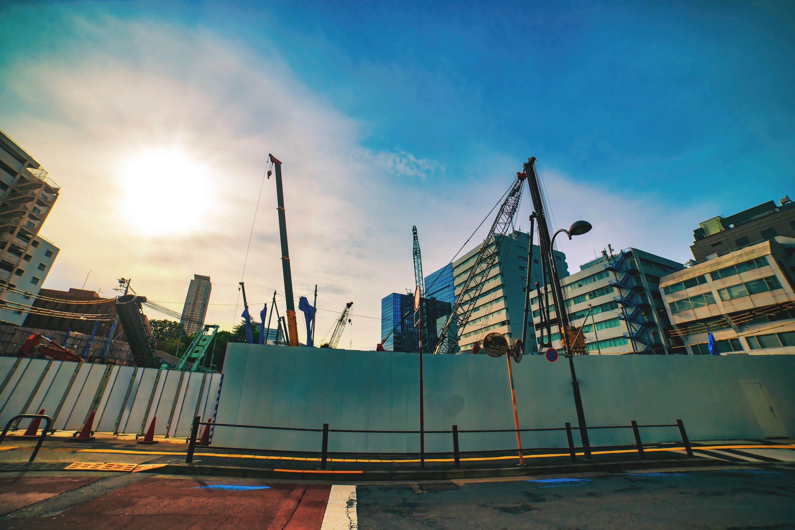 Construction crane on an active jobsite